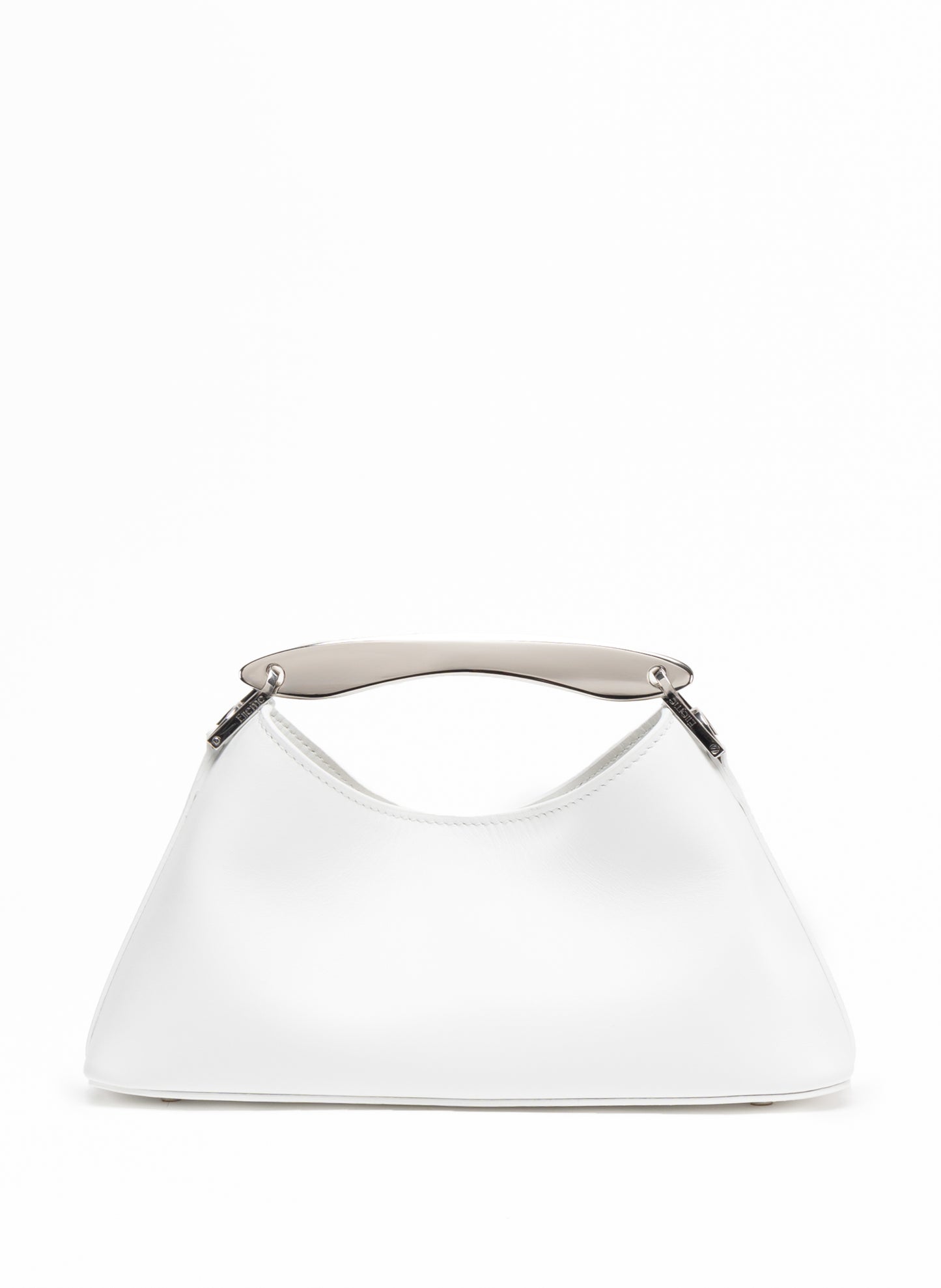 Mini Boomerang Leather White - Silver