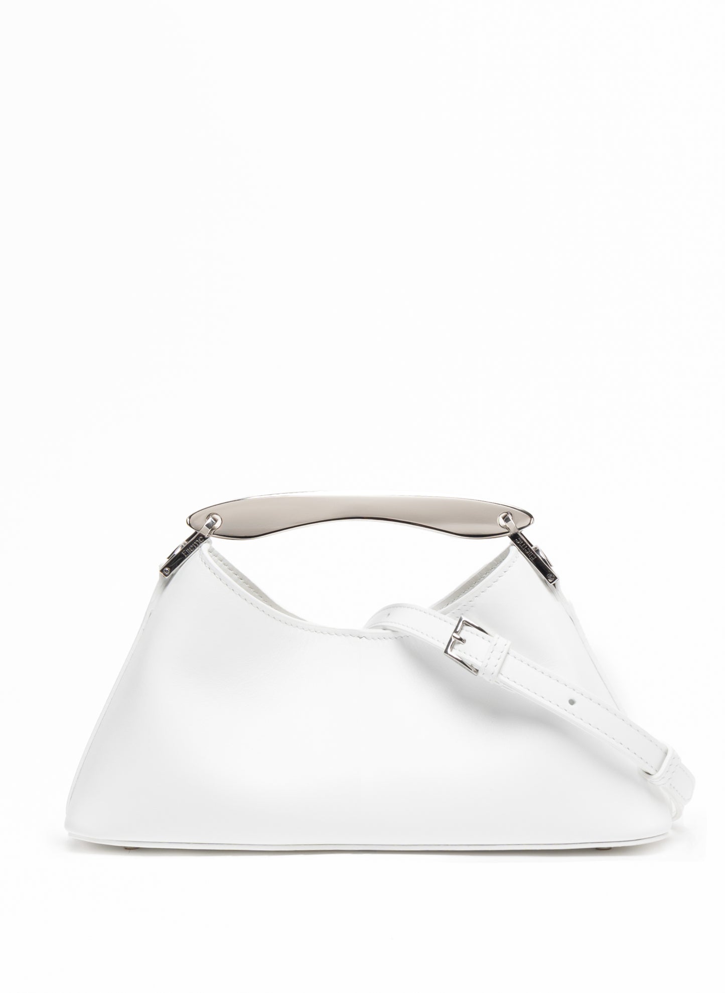 Mini Boomerang Leather White - Silver