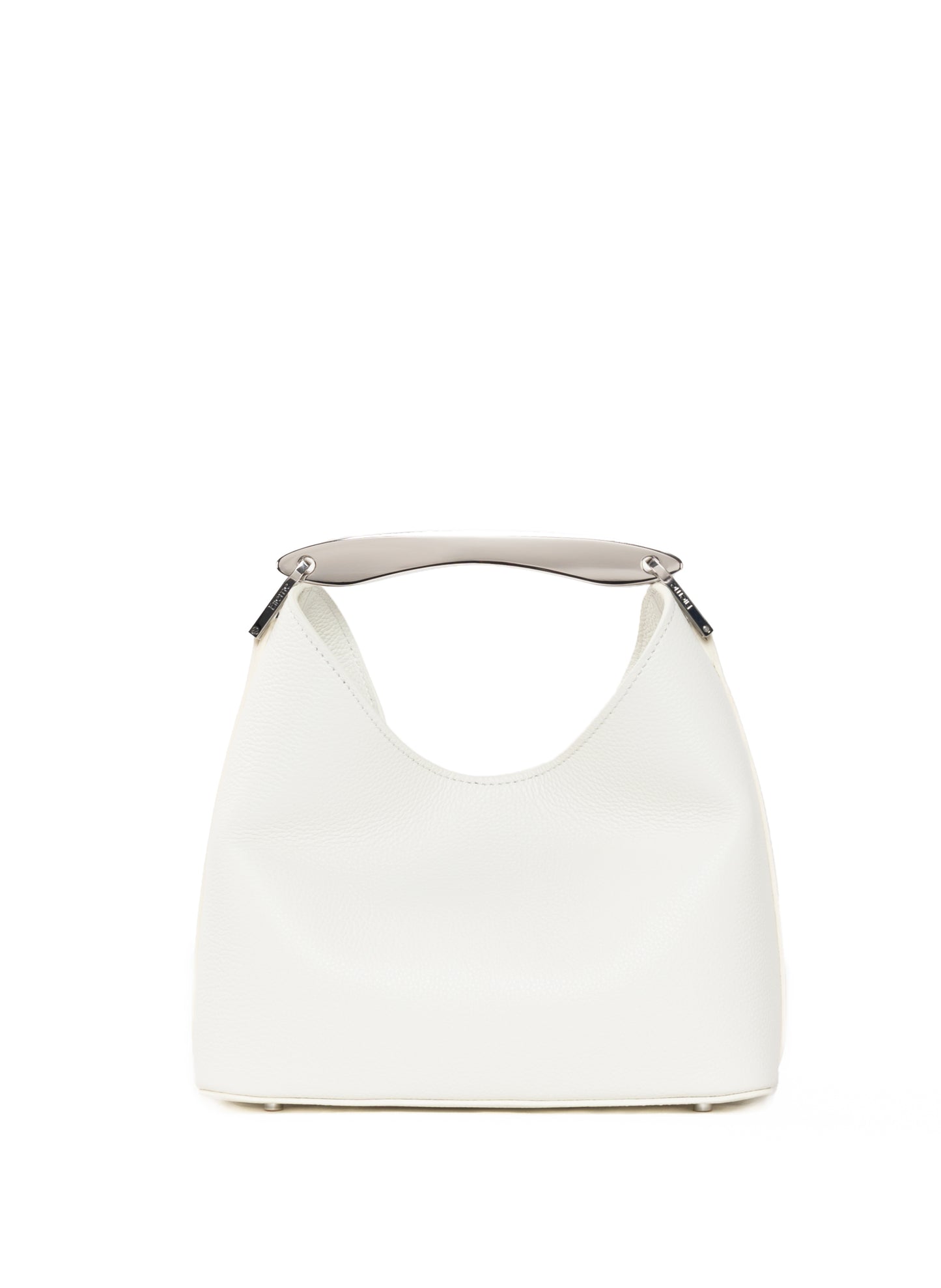 Small Boomerang Pebbled Leather White - Silver