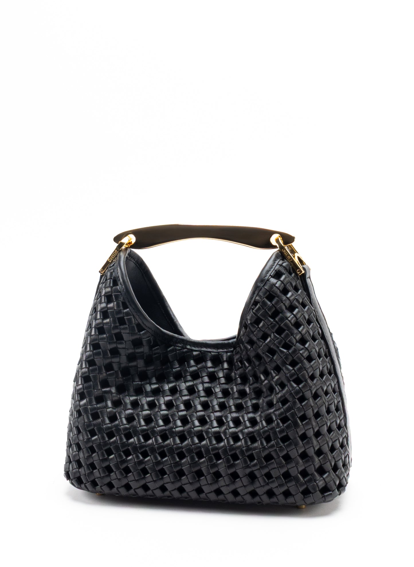Small Boomerang Woven Leather Black