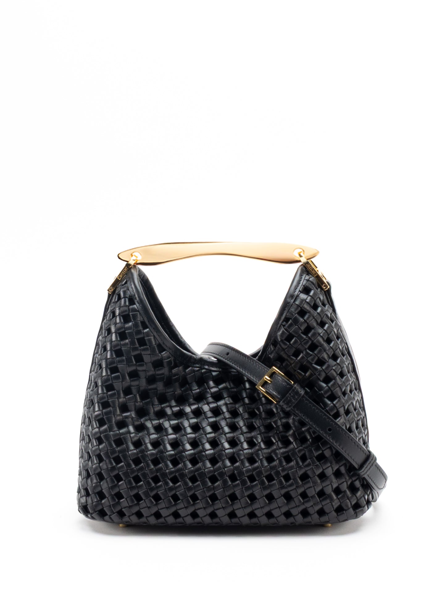 Small Boomerang Woven Leather Black