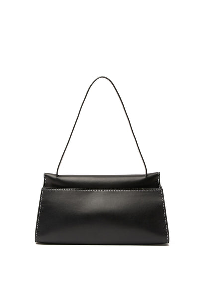 Long Papillon Leather Black/Black Stitches
