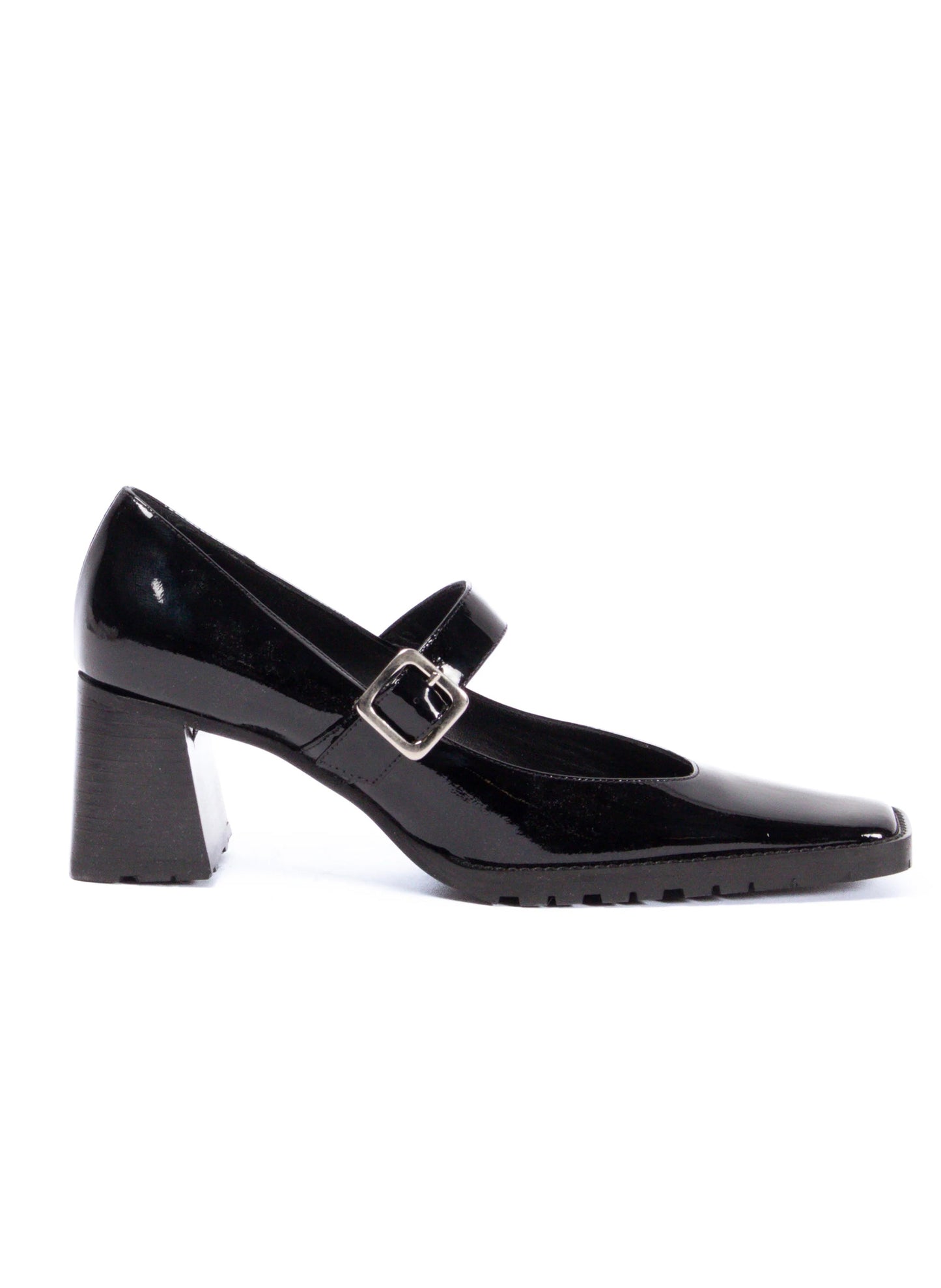 Mary Jane Block Heel Patent Black