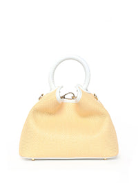 Baozi Raffia/Leather Natural/White