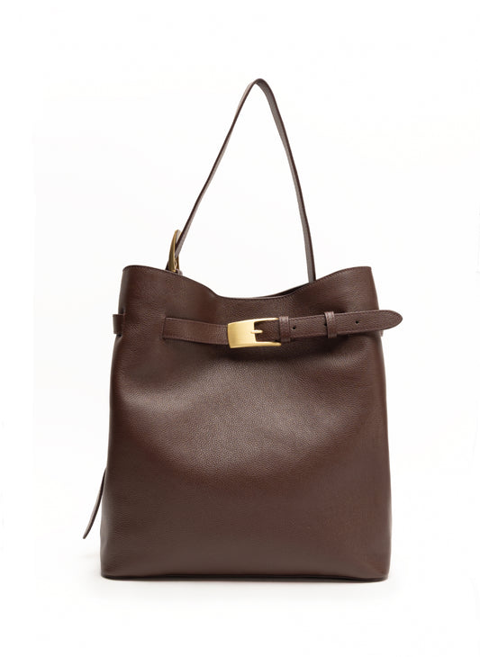 Belt Bag Pebbled Leather Dark Brown