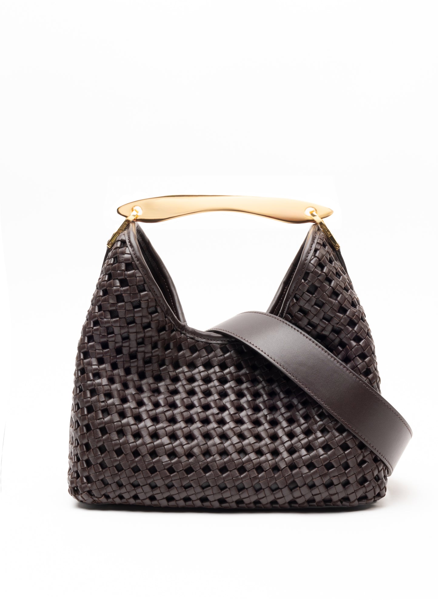 Boomerang Woven Leather Dark Brown