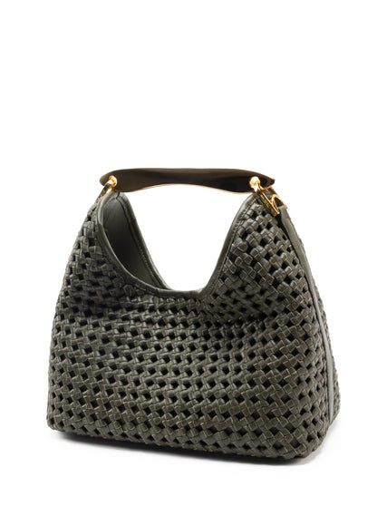 Boomerang Woven Leather Olive Green