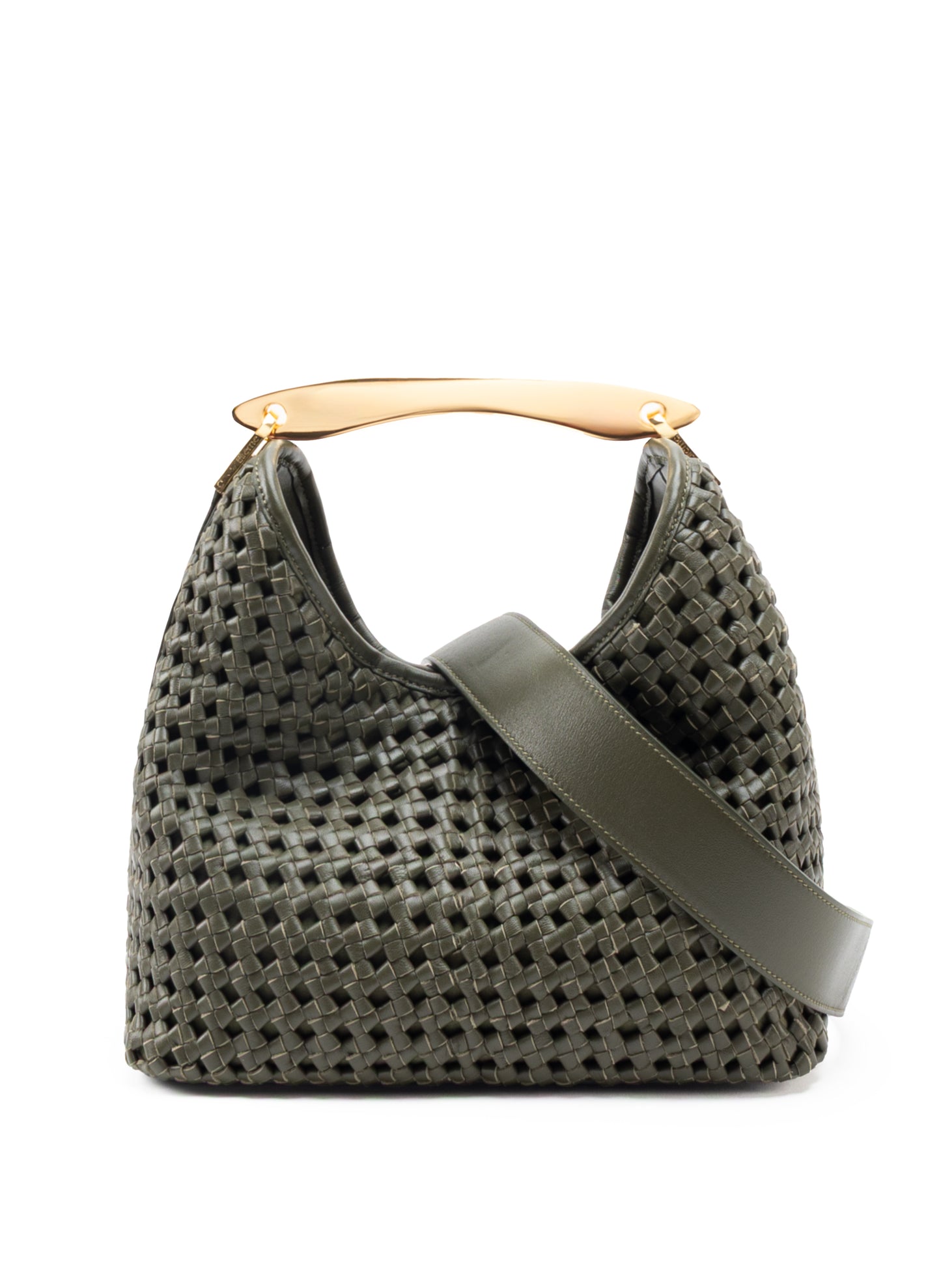 Boomerang Woven Leather Olive Green