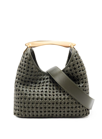 Boomerang Woven Leather Olive Green