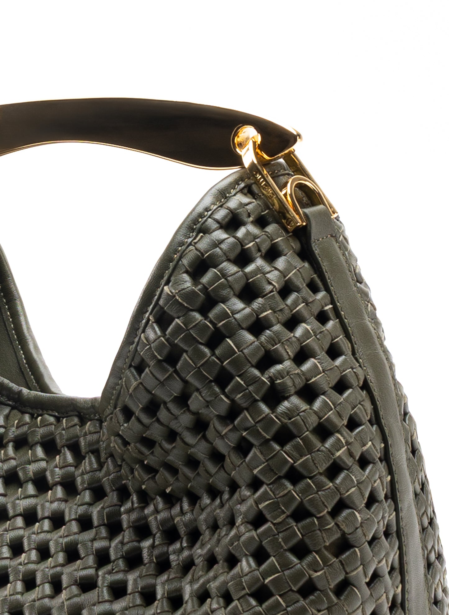 Boomerang Woven Leather Olive Green