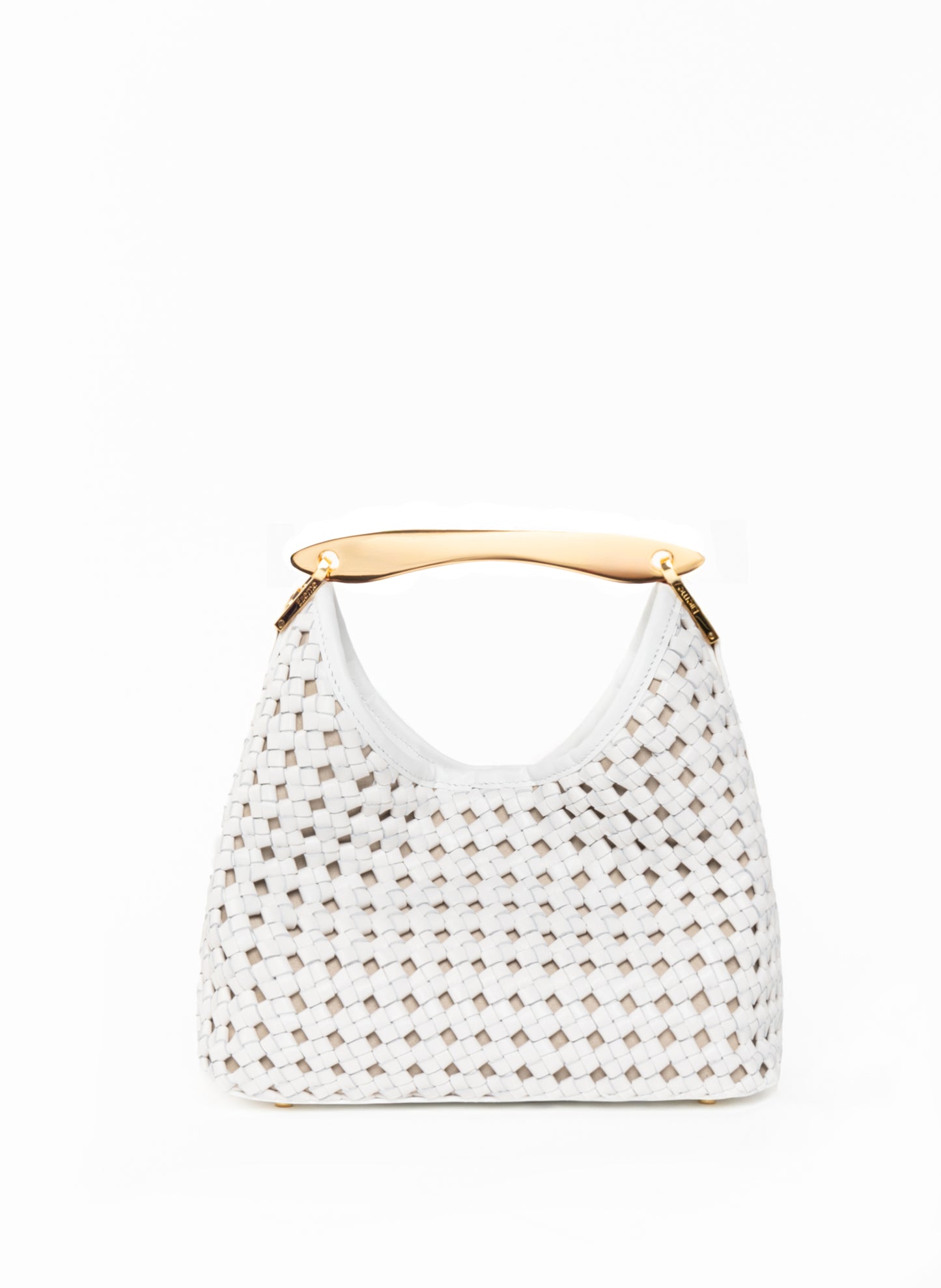 Small Boomerang Woven Leather White