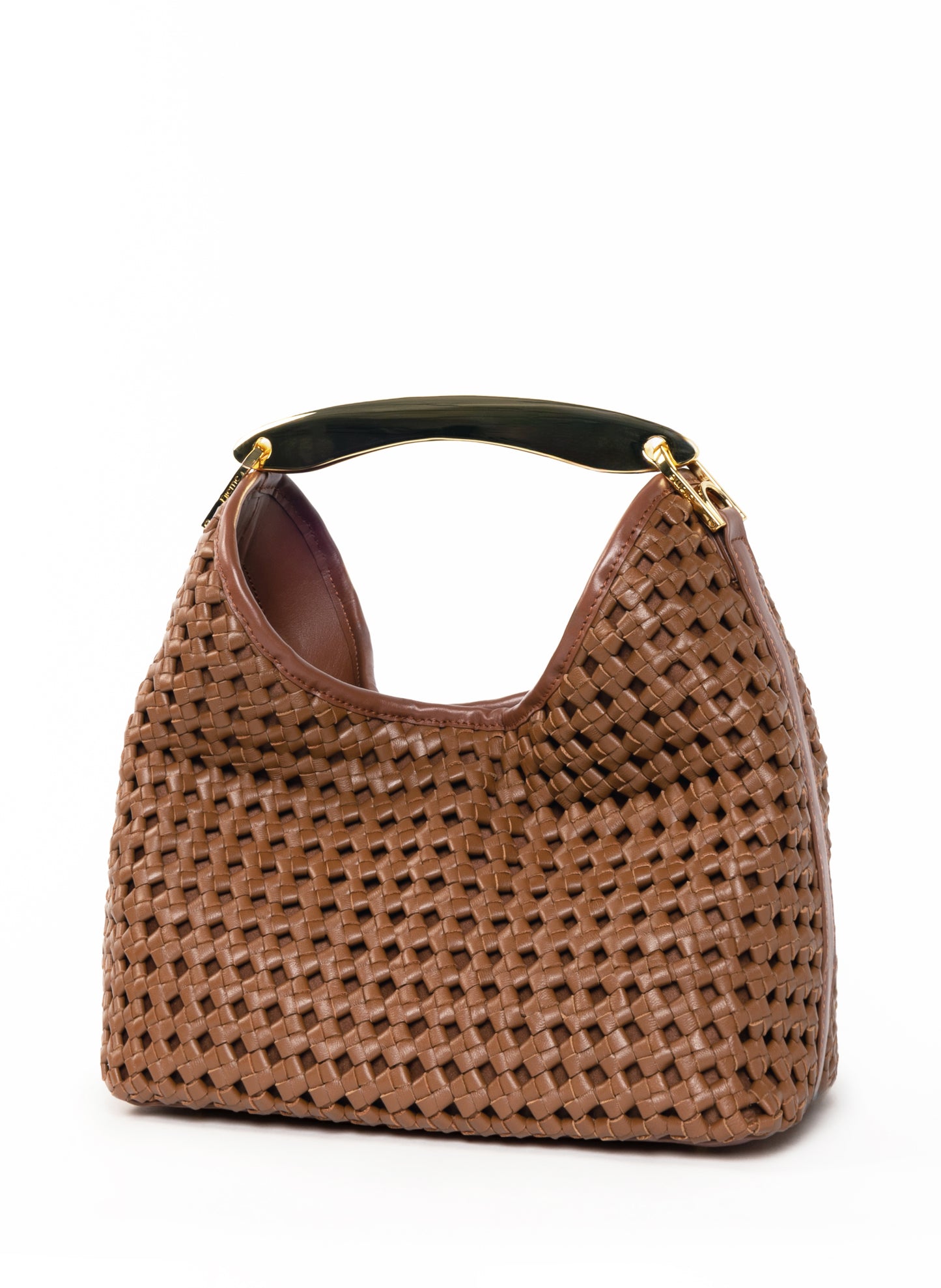 Boomerang Woven Leather Cognac