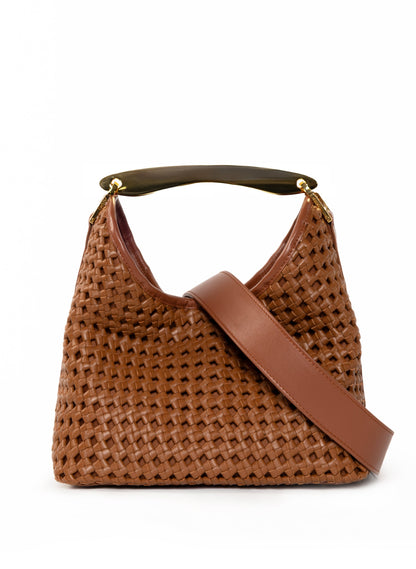 Boomerang Woven Leather Cognac