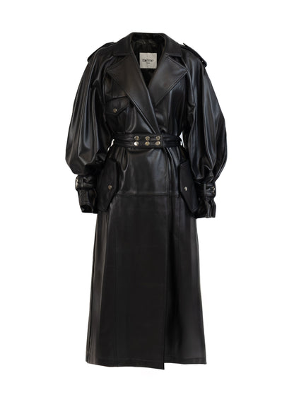 Leather Trench Coat Black