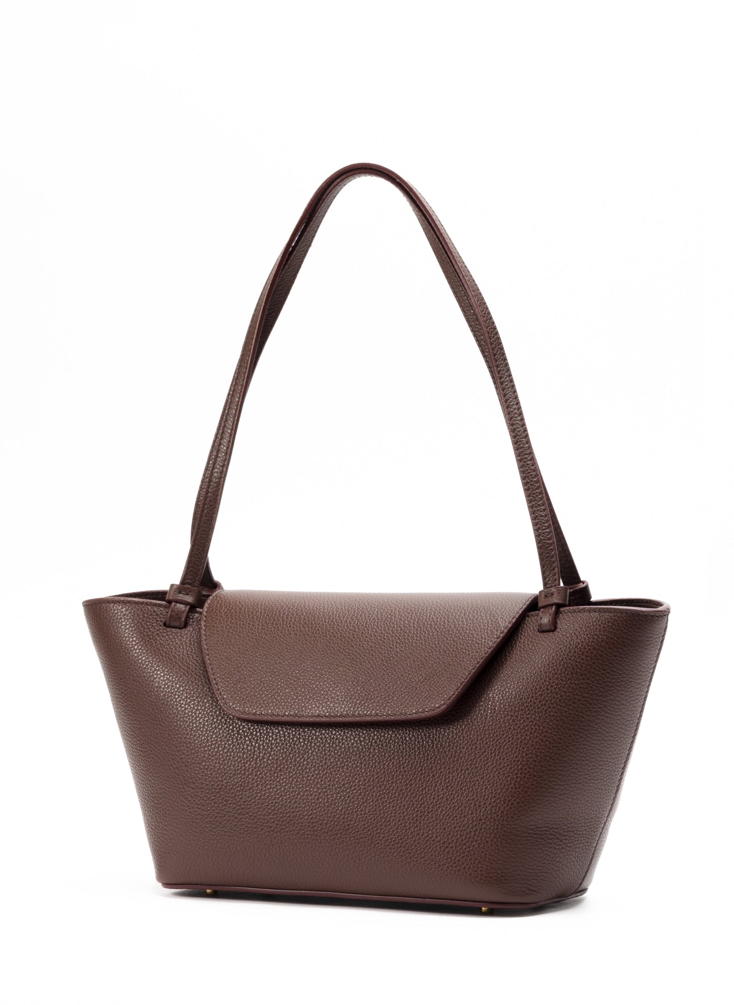 Courrier Tote Pebbled Leather Dark Brown