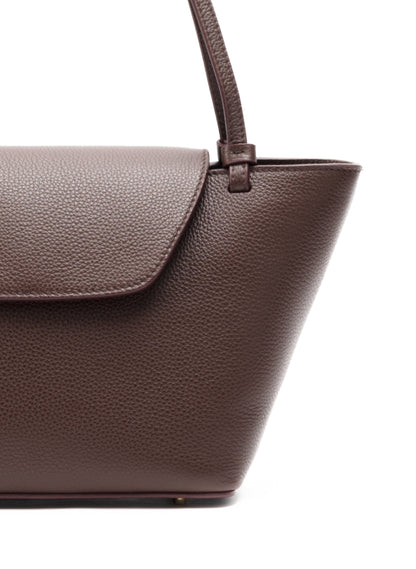 Courrier Tote Pebbled Leather Dark Brown