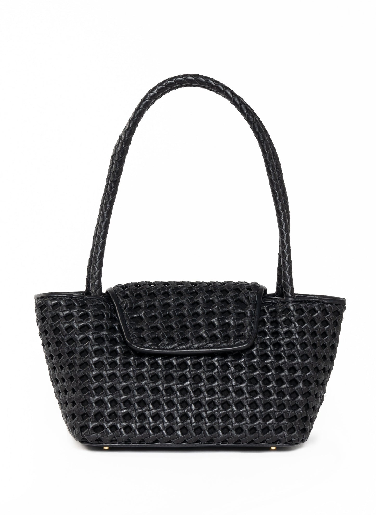 Courrier Tote Woven Leather Black