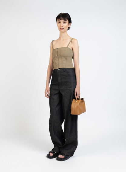 Denim Bustier Top/Khaki