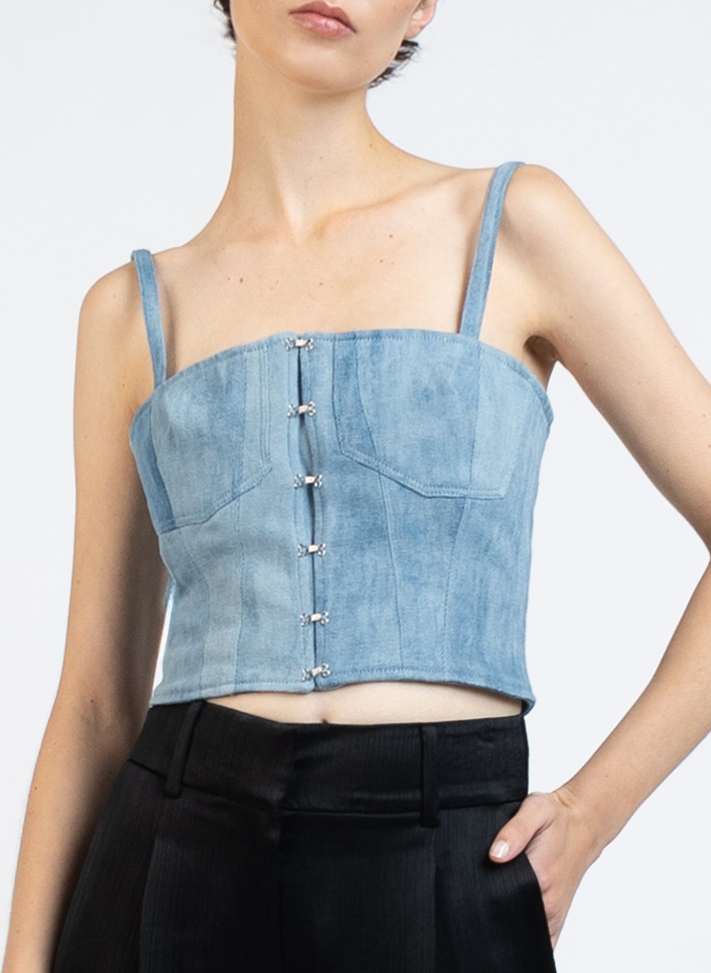 Denim Bustier Top/Light Blue