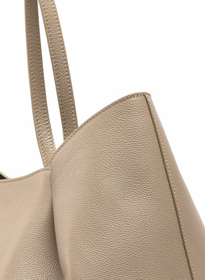 Dimple Tote Pebbled Leather Taupe