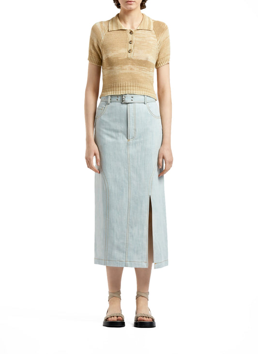 Belted Skirt Light Blue