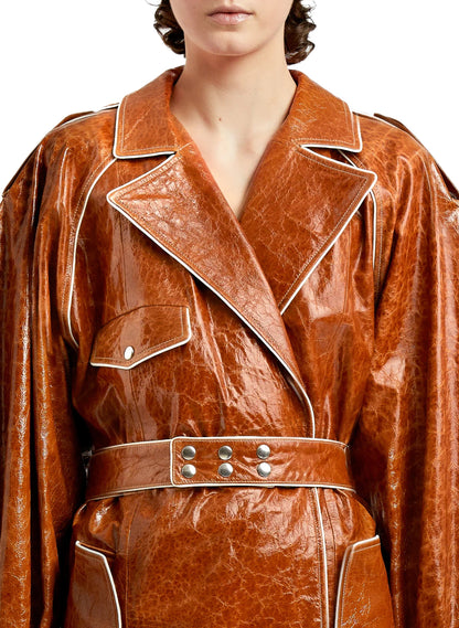 Leather Trench Coat Camel