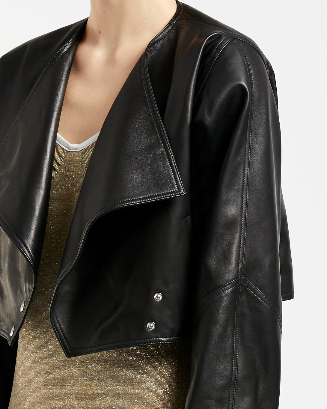 Cropped Leather Jacket Black