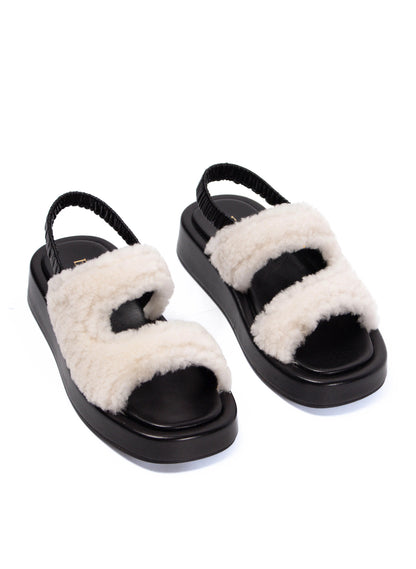 Gemini Shearling Slingback Black/Beige