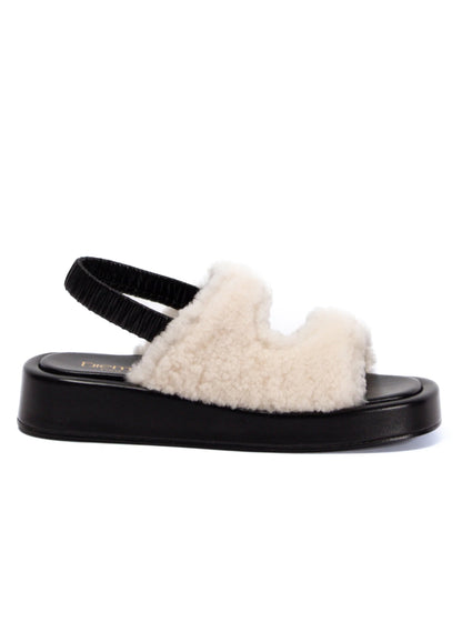 Gemini Shearling Slingback Black/Beige