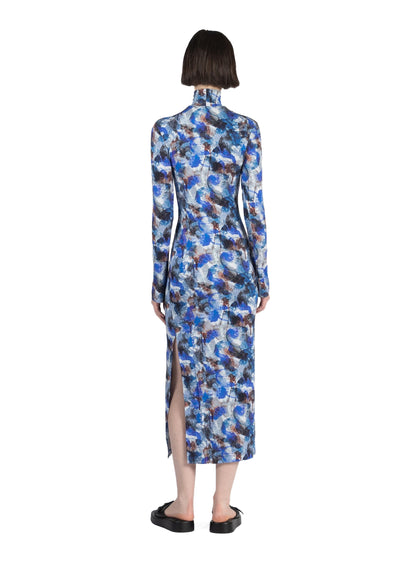 Printed Turtleneck Dress Multicolour