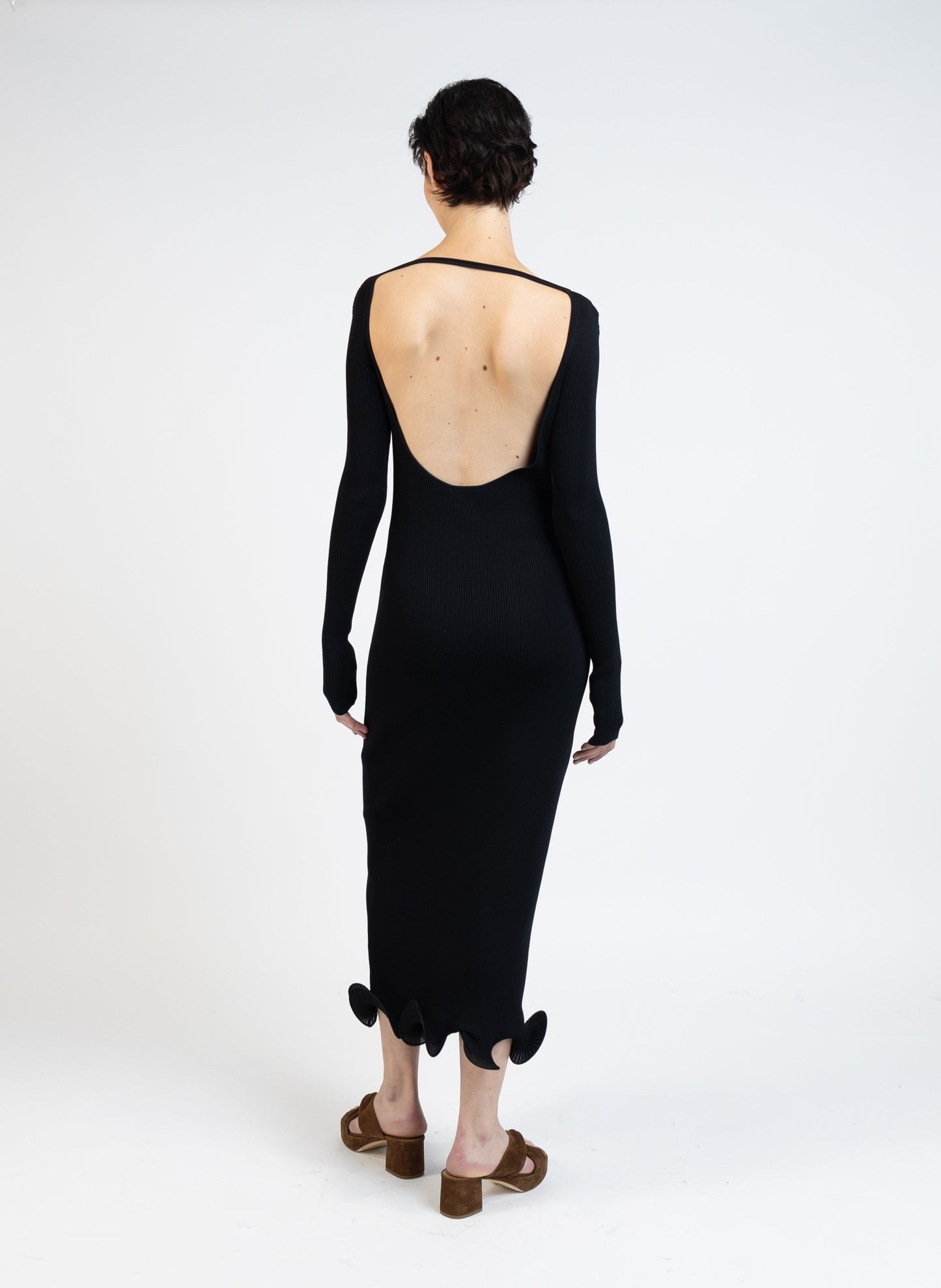 Long Sleeve Knit Dress/Black