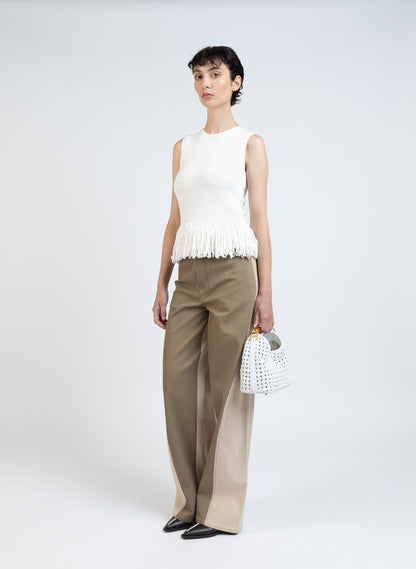 Knit top With Fringe/Off White