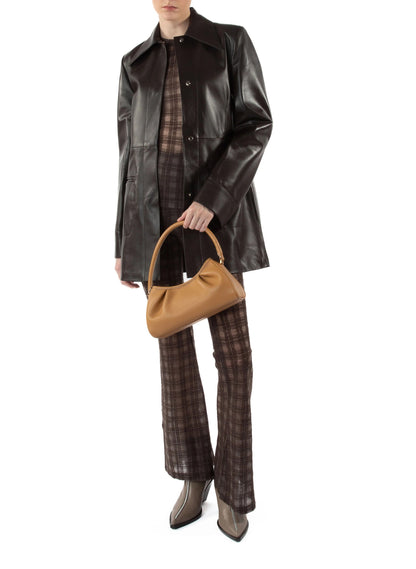 Mid Length Leather Coat