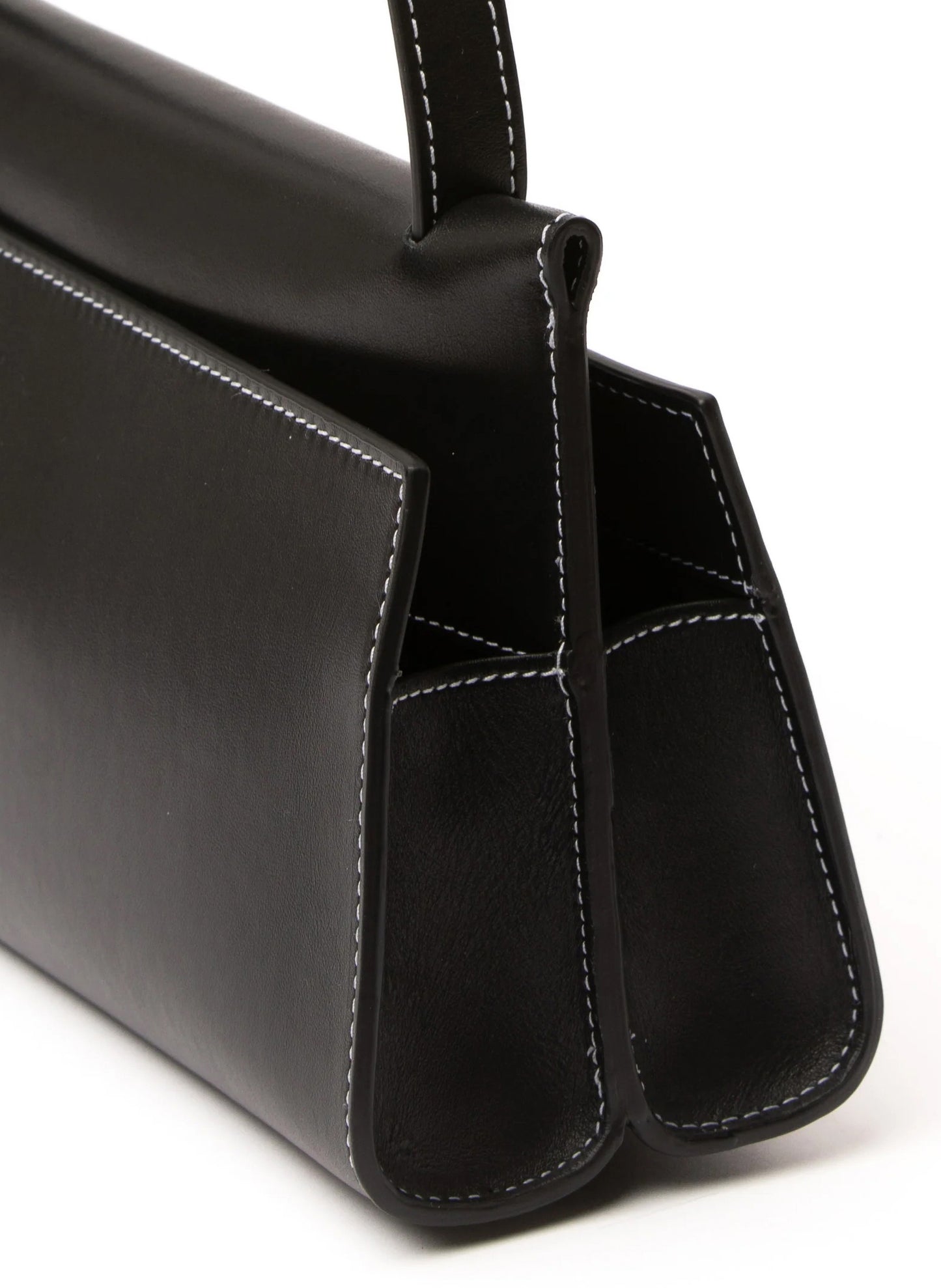 Long Papillon Leather Black/Black Stitches