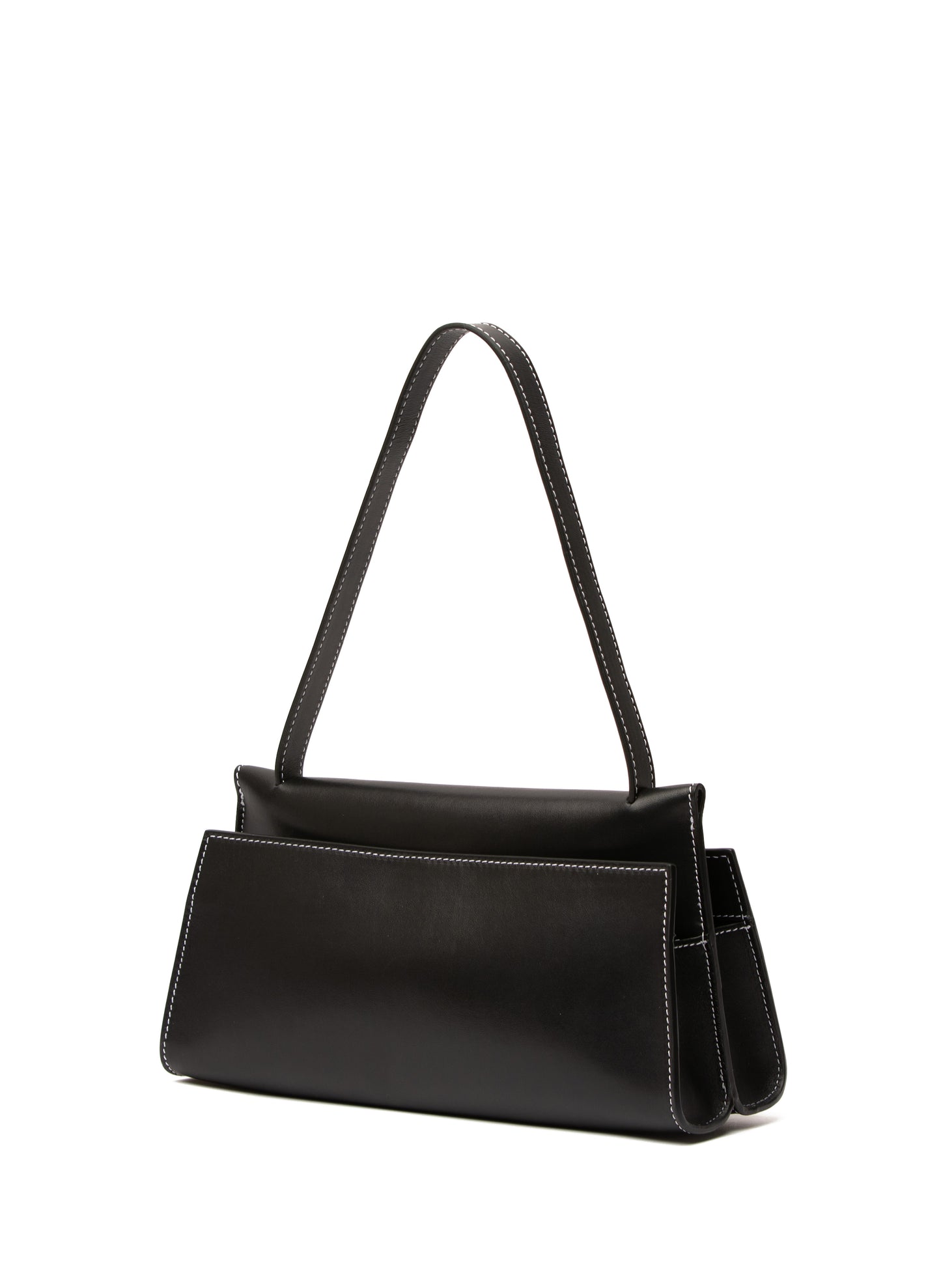 Long Papillon Leather Black/Black Stitches