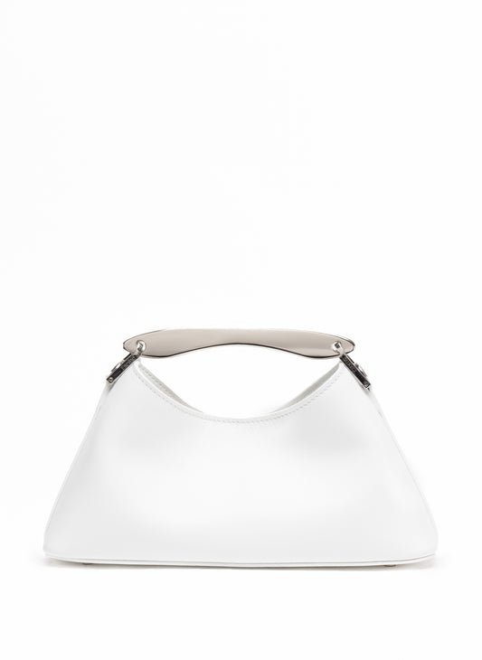 Mini Boomerang Leather White - Silver