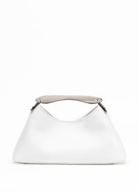 Mini Boomerang Leather White - Silver