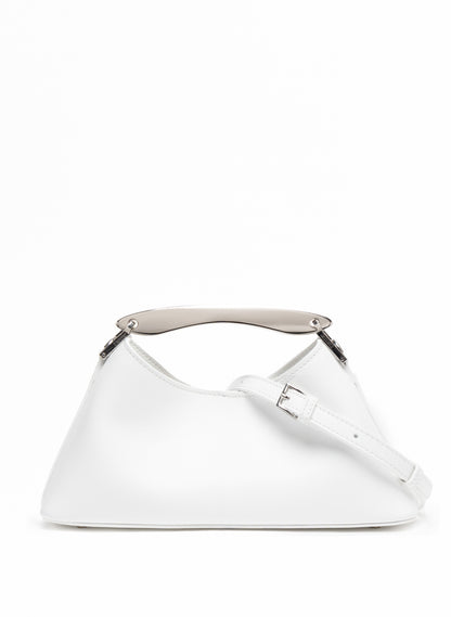 Mini Boomerang Leather White - Silver