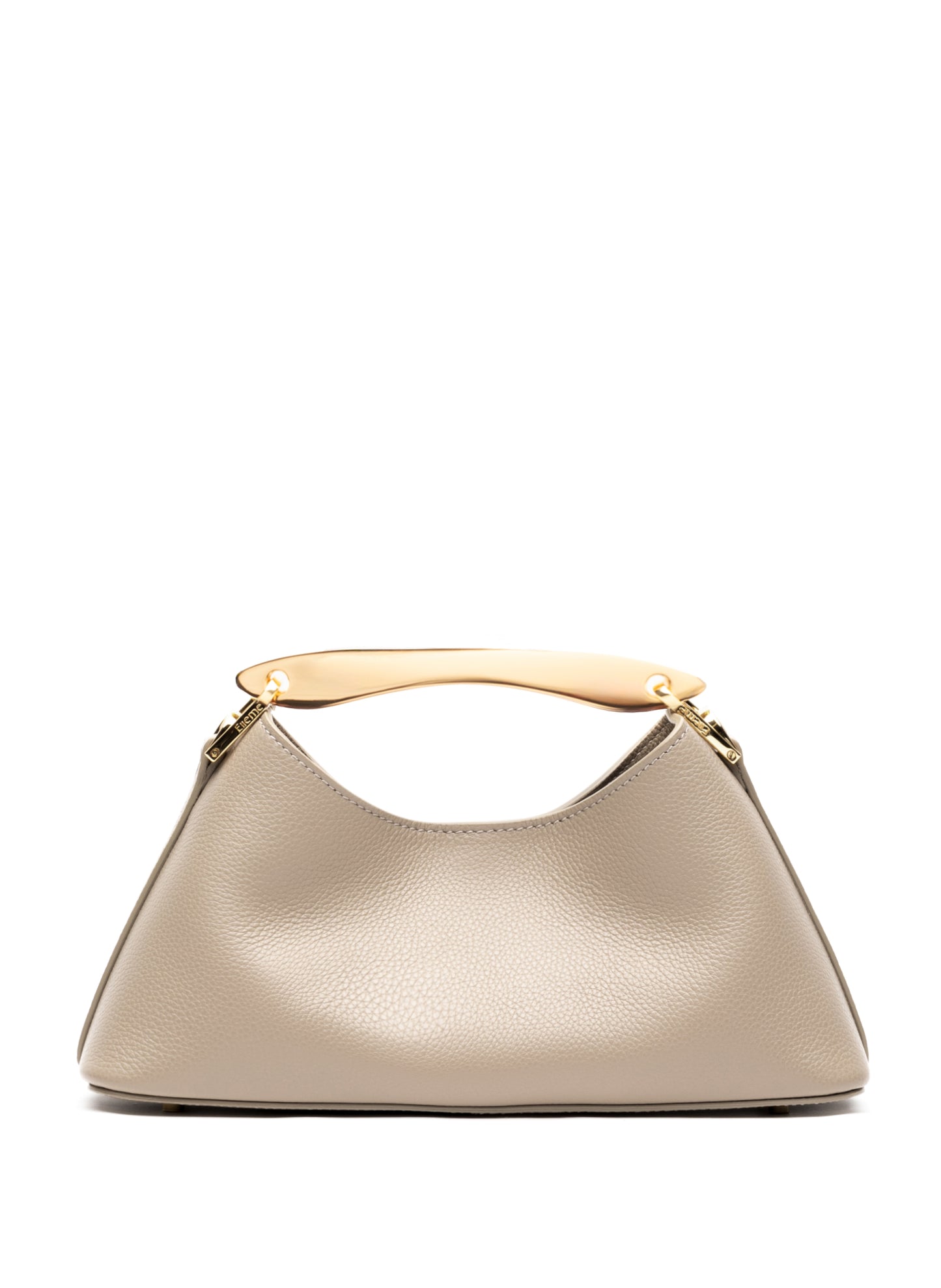 Mini Boomerang Pebbled Leather Taupe - Gold