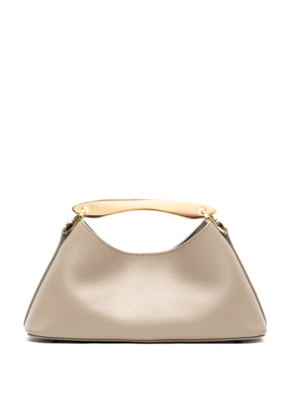 Mini Boomerang Pebbled Leather Taupe - Gold