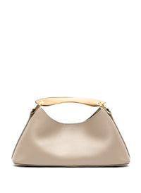 Mini Boomerang Pebbled Leather Taupe - Gold
