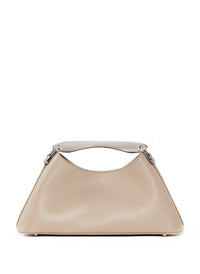 Mini Boomerang Pebbled Leather Taupe - Silver
