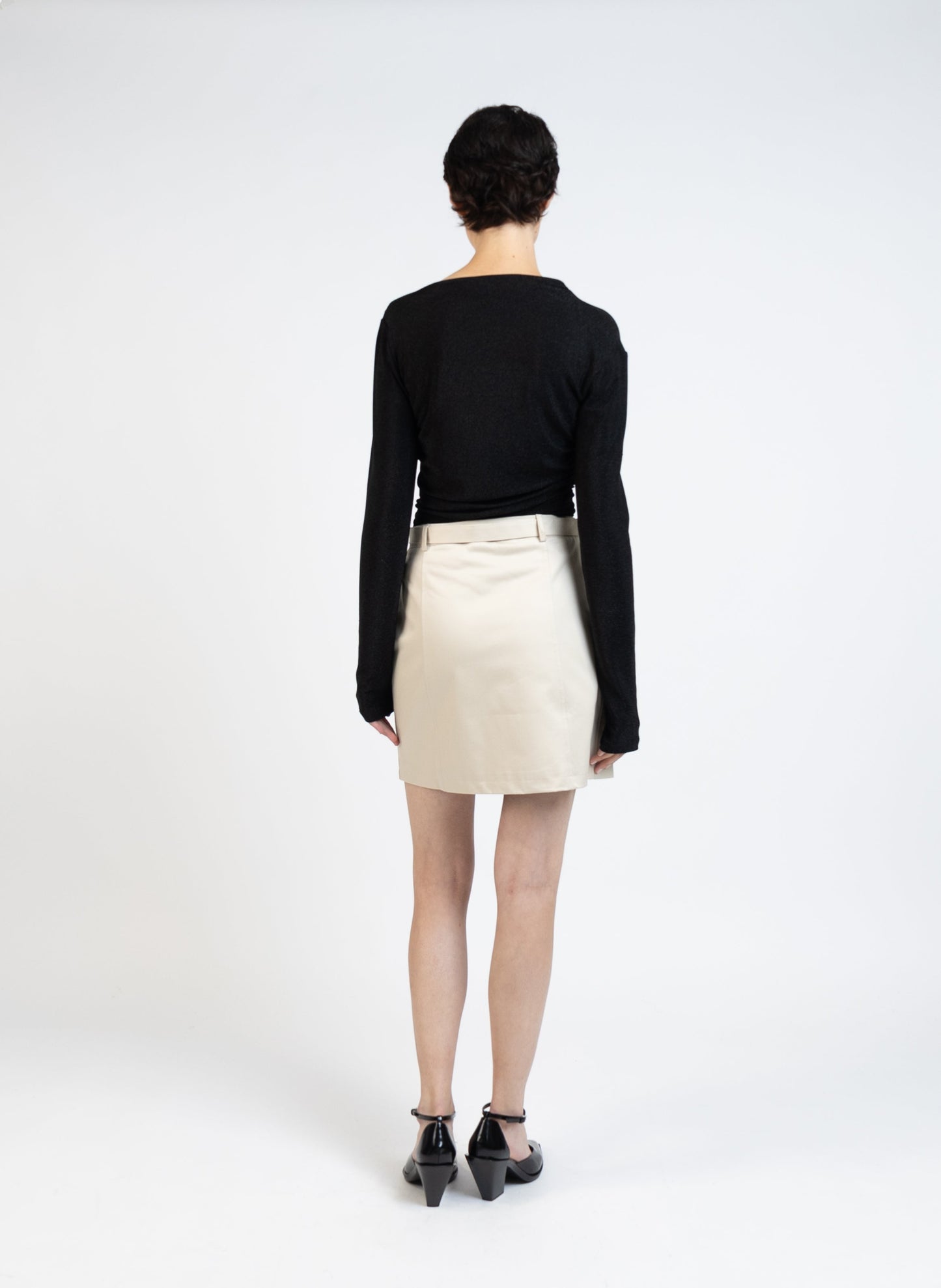 Gabardine Mini Skirt/Beige