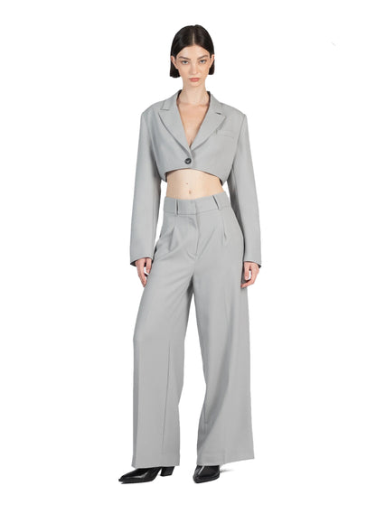 Cropped Tailored Jacket Grey