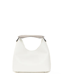 Small Boomerang Pebbled Leather White - Silver
