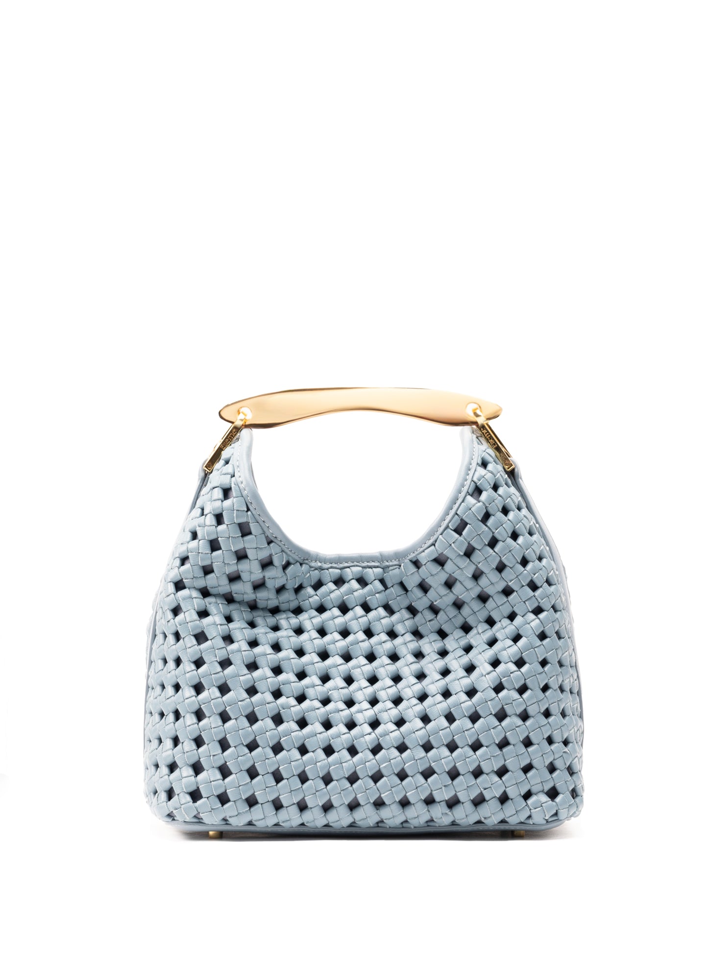 Small Boomerang Woven Leather Artic Blue