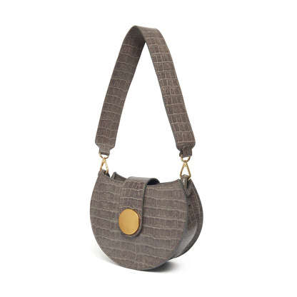 Tambour Croco-Print Embossed Leather Grey