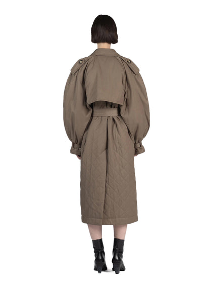 Quilted Trench Coat Brown