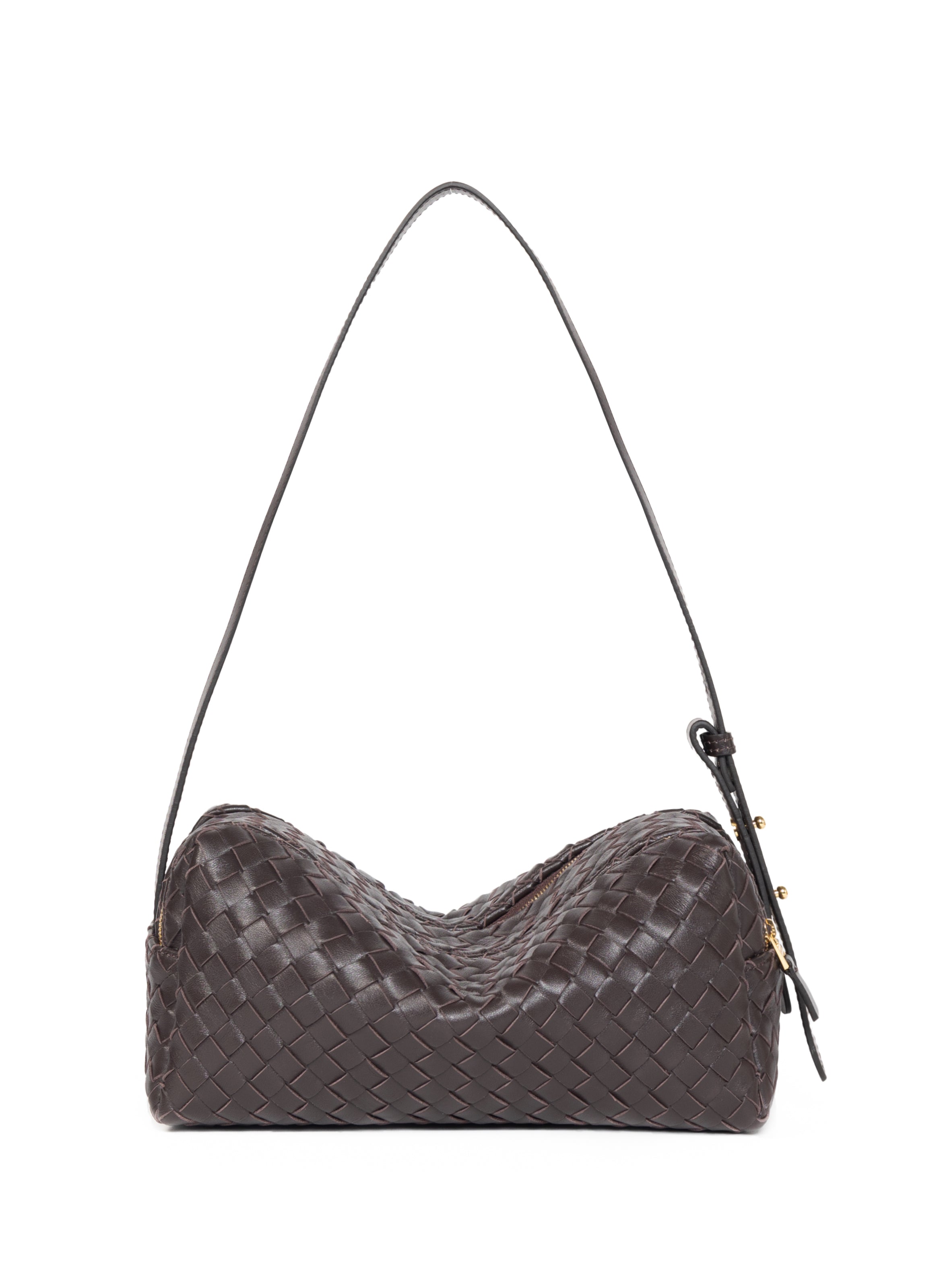Trousse Woven Leather Dark Brown - French Woven Handbags