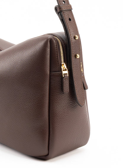 Trousse Large Pebbled Leather Dark Brown